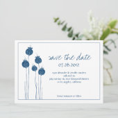 Floral Pods Navy Save the Date (Staand voorkant)