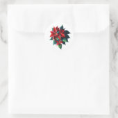 Floral Poinsettia Christmas – Festive Holiday Ronde Sticker (Tas)