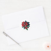 Floral Poinsettia Christmas – Festive Holiday Ronde Sticker (Envelop)
