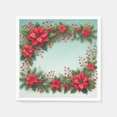 Floral Poinsettia Frosty Pine Border Découpage Servet (Voorkant)