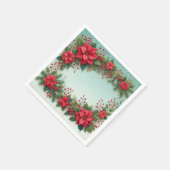 Floral Poinsettia Frosty Pine Border Découpage Servet (Hoek)