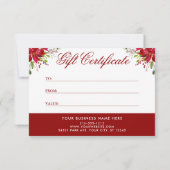Floral Poinsettia Gold Glitter Gift Certificate Kaart (Achterkant)