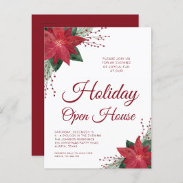 Floral Poinsettia Holiday Open House Uitnodiging