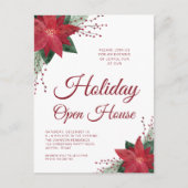 Floral Poinsettia Holiday Open House Uitnodiging (Voorkant)