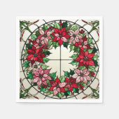 Floral Poinsettia Krans Glas in lood Decoupage Servet (Voorkant)