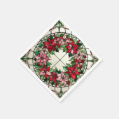 Floral Poinsettia Krans Glas in lood Decoupage Servet (Hoek)