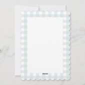 Floral Poinsettia Light Blue Pset Check Kerstmis Feestdagenkaart (Achterkant)