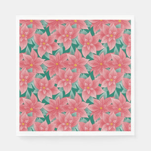 Floral Poinsettia, met rode en groene kerst Servet