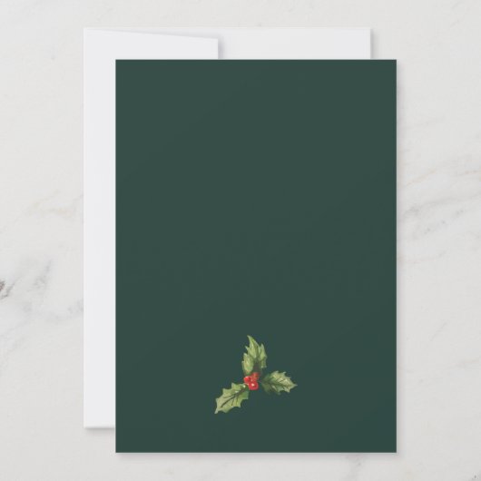Floral Poinsettia Script groen kerstfeest Kaart (Achterkant)