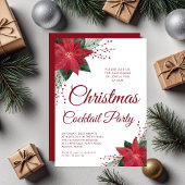 Floral Poinsettia Script-kerstcocktail Kaart