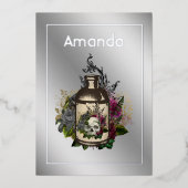 Floral Poison Lotion Halloween Gothic Birthday Folie Uitnodiging (Voorkant)