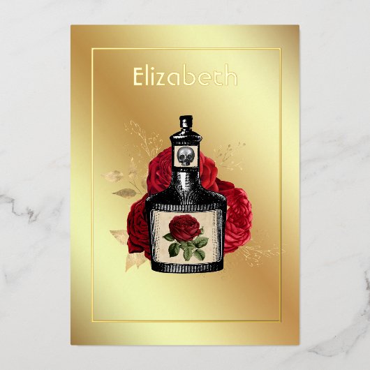 Floral Poison Lotion Halloween Gothic Folie Invita Folie Uitnodiging (Voorkant)