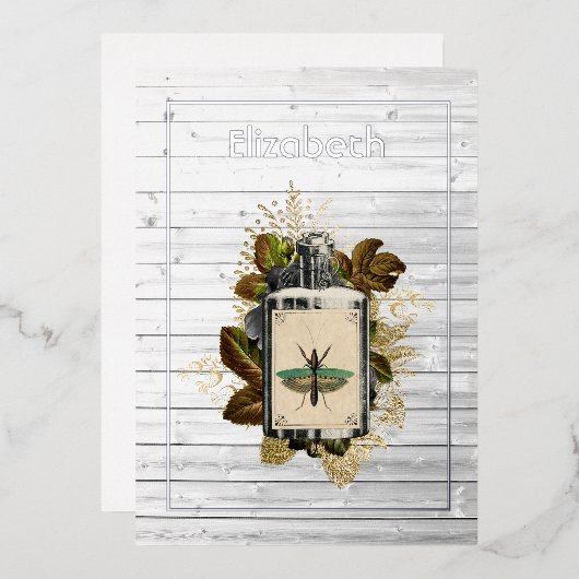 Floral Poison Lotion Halloween Gothic Witch Wood Folie Uitnodiging (Voorkant / Achterkant)