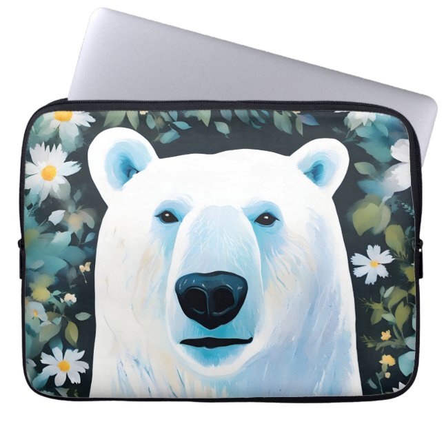 Floral Polar Beer Laptop Sleeve (Voorkant)