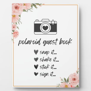 Floral Polaroid Gastboek Tafel Teken Plaque Fotoplaat