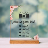 Floral Polaroid Guest Book Sign Acryl Bord (Neutraal)