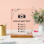 Floral Polaroid Guest Book Sign Acryl Bord (Huwelijk)