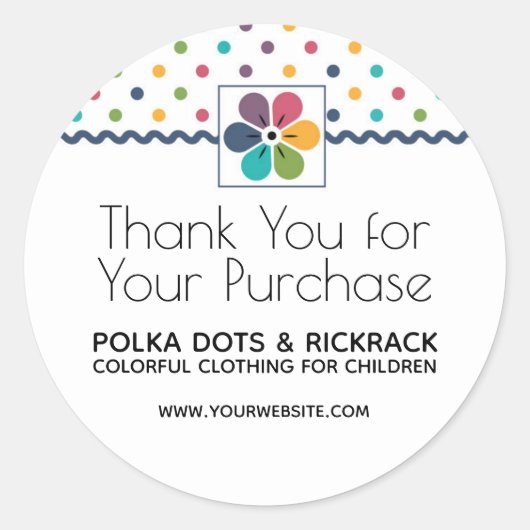 Floral Polka Dot Bedankt voor uw aankoop Ronde Sticker (Voorkant)