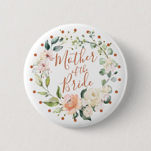 Floral, polka dot Moeder van de Bride Ronde Button 5,7 Cm
