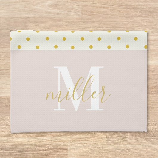 Floral Polka Dots Familienaam Kitchen Handhanddoek Theedoek