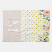 Floral Polka Dots Familienaam Kitchen Handhanddoek Theedoek (Horizontaal)