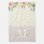 Floral Polka Dots Familienaam Kitchen Handhanddoek Theedoek (Verticaal)