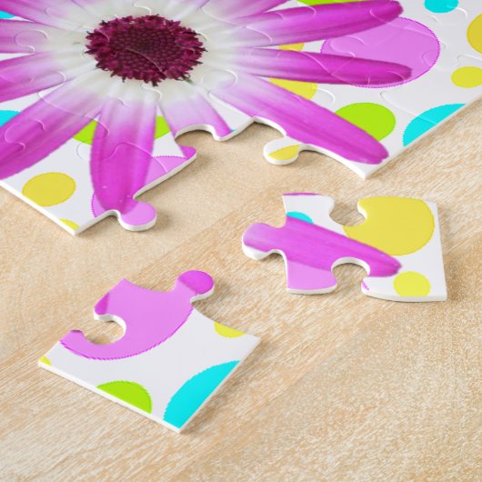 Floral Polkadot Jigzaag Puzzle Daisy Legpuzzel (Zijkant)