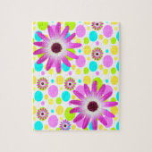 Floral Polkadot Jigzaag Puzzle Daisy Legpuzzel (Verticaal)