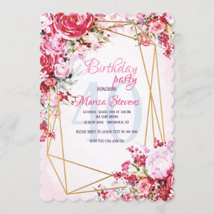 Floral Polygon Birthday Uitnodiging
