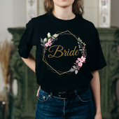 Floral Polygon Bruid Blad Esthetisch Goud & Roze T-shirt