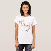 Floral Polygon Bruid Team Esthetisch Goud & Roze T-shirt (Voorkant volledig)
