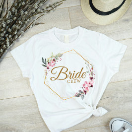 Floral Polygon Bruid Team Esthetisch Goud & Roze T-shirt