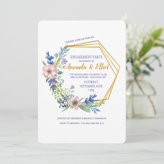 Floral Polygon Uitnodiging (Staand voorkant)