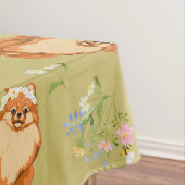 Floral Pomeranian Dog Pattern Tablecloth Tafelkleed (Voorbeeld)
