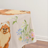 Floral Pomeranian Dog Pink Pattern Tablecloth Tafelkleed (Voorbeeld)
