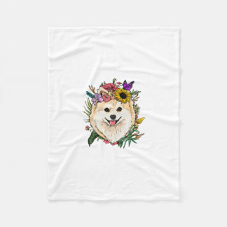Floral Pomeranian Natuur Spring Hondenliefhebbers Fleece Deken