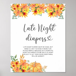 Floral pomkin Late night diapers game Poster