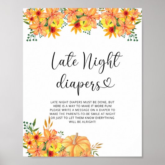 Floral pomkin Late night diapers game Poster (Voorkant)
