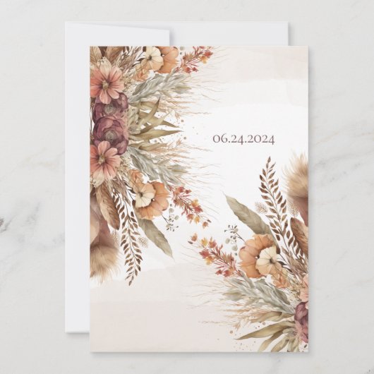 floral Pompas grass boho vrijgezellenfeest Kaart (Achterkant)