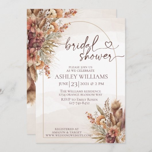 floral Pompas grass boho vrijgezellenfeest Kaart (Voorkant / Achterkant)