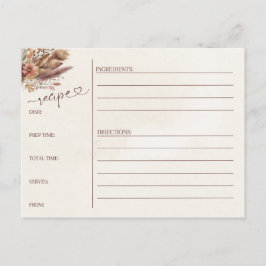 floral Pompas grass boho vrijgezellenfeest receptk Briefkaart