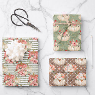 Floral pompoen Baby shower meisje verjaardagsfeest Inpakpapier Vel