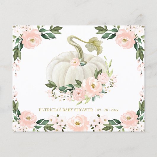 Floral Pompoen Herfst Baby shower Advies Kaarten (Achterkant)