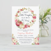 Floral pompoen krans blush glitter Baby shower Kaart (Staand voorkant)