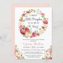 Floral pompoen krans blush glitter Baby shower
