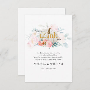 Floral pompoen meisje Baby shower Herfst Bedankkaart