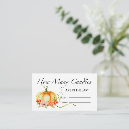 Floral pompoen raden hoeveel snoepjes kaart (Staand voorkant)