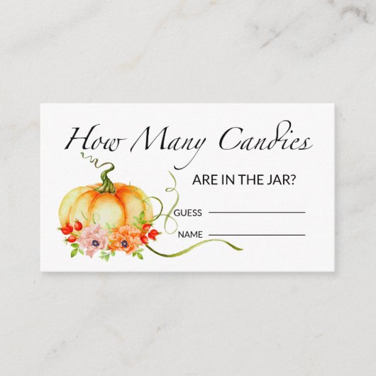 Floral pompoen raden hoeveel snoepjes kaart (Voorkant)