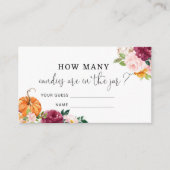 Floral pompoen raden hoeveel snoepjes kaart (Voorkant)