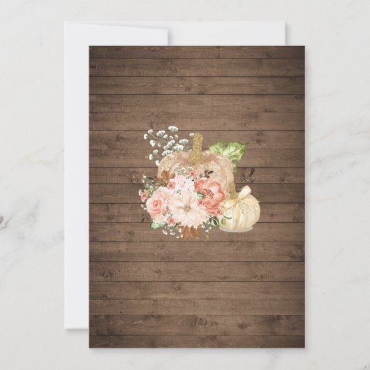 Floral pompoen rustiek hout krans Baby shower Kaart (Achterkant)